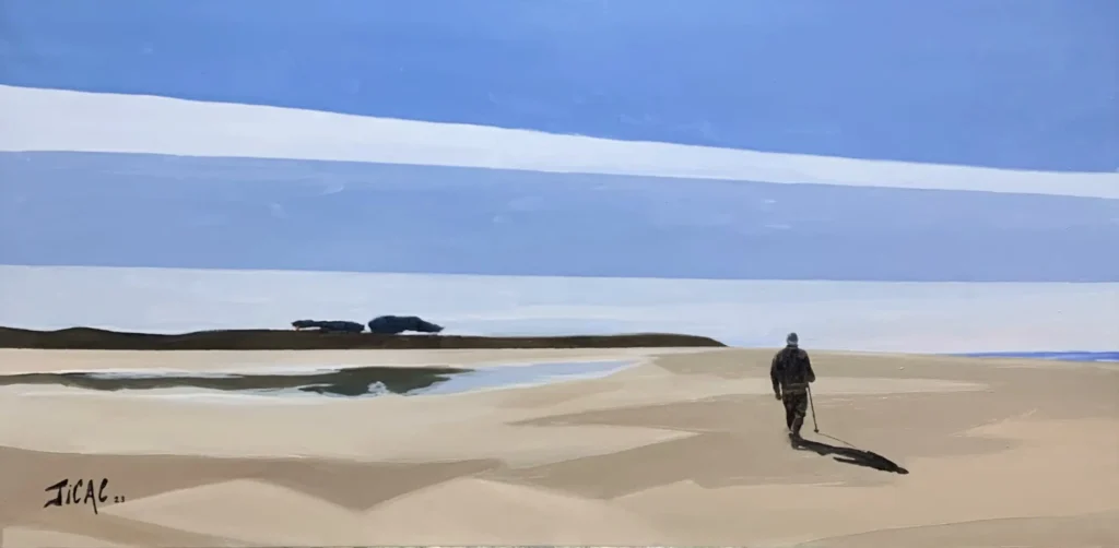N° 418 le Solitaire sur la plage de La Lagune, 100 X50 DONNE